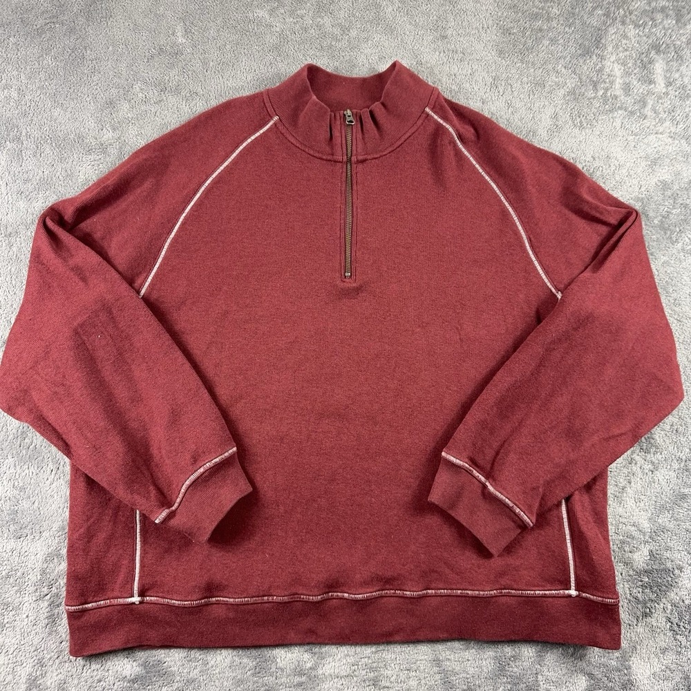 LL Bean Sweater Mens XXL Burgundy 1/4 Zip Knit Traditional Fit Pullover - Picture 2 of 7